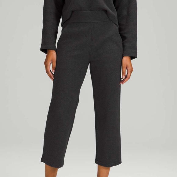 lululemon athletica Pants - Lululemon Ribbed Straight Leg Super-High-Rise 23" - Heathered Black